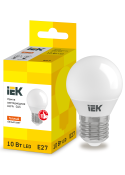 Лампа светодиодная ALFA G45 шар 10Вт 230В 3000К E27 IEK