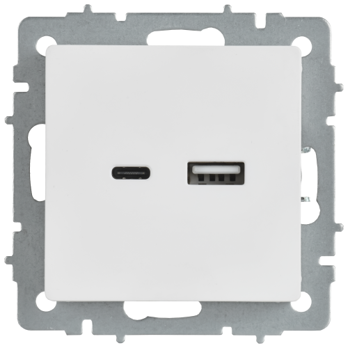 BRITE Розетка USB A+C 18Вт РЮ11-1-БрАБ арктический белый IEK BRITE Розетка USB A+C 18Вт РЮ11-1-БрАБ арктический белый IEK