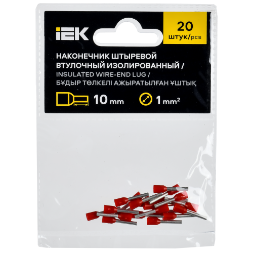 Наконечник НШВИ 1,0-10 темно-красный (20шт/упак) IEK Наконечник НШВИ 1,0-10 темно-красный (20шт/упак) IEK