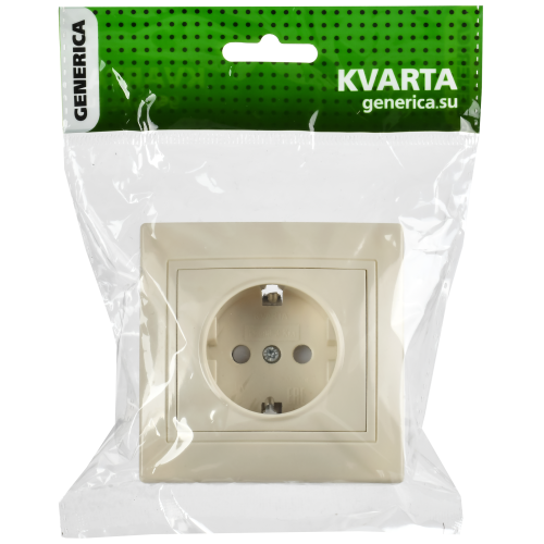 KVARTA Розетка 1-местная с заземлением с защитными шторками 16А кер. РСш10-3-Км кремовый GENERICA KVARTA Розетка 1-местная с заземлением с защитными шторками 16А кер. РСш10-3-Км кремовый GENERICA