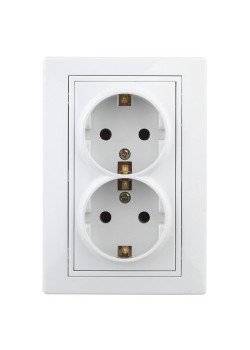 Розетка 2-м СП Plano 1-205-01 16А IP20 250В 2х2P+E Schuko бел. Intro Б0053915