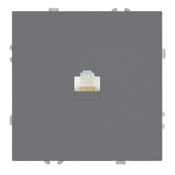 Розетка компьютерная 1-местная RJ-45 (механизм), STEKKER, серия Эмили, RST00-5117-10, платиново-серый, soft touch