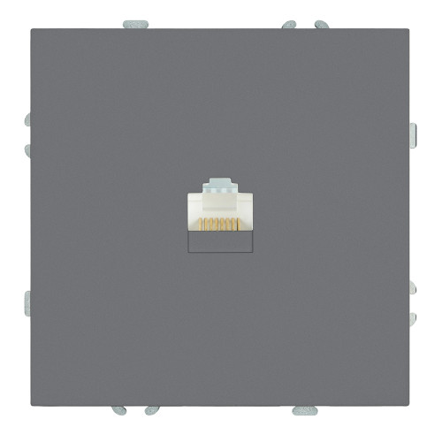 Розетка компьютерная 1-местная RJ-45 (механизм), STEKKER, серия Эмили, RST00-5117-10, платиново-серый, soft touch