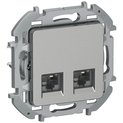IEKINSPIRIA Розетка компьютерная двойная RJ45 категория 6 UTP 6738421 алюминий IEK