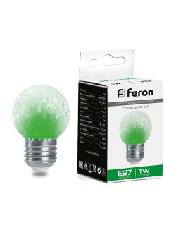 Лампа-строб Feron LB-377 Шарик прозрачный E27 1W 230V зеленый