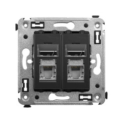 Компьютерная розетка RJ-45 в стену, кат.5e двойная экранированная, Avanti, черный матовый