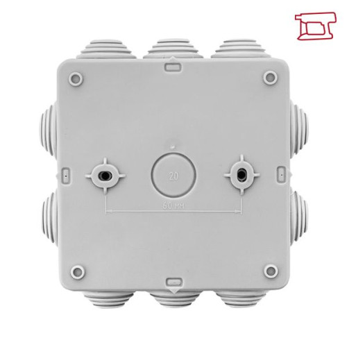Коробка распределительная КМР-030-014 с крышкой (100x100x50) для прямого монтажа, 10 мембр. вводов серая IP55 розн. стикер EKF