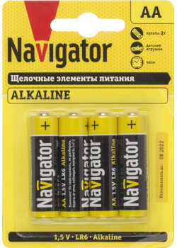 Элемент питания алкалиновый AA/LR6 61 463 NBT-NPE-LR6-BP4 (блист.4шт) Navigator 61463