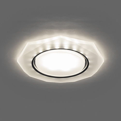 Светильник встраиваемый с белой LED подсветкой Feron CD5021 потолочный GX53 без лампы, белый матовый Светильник встраиваемый с белой LED подсветкой Feron CD5021 потолочный GX53 без лампы, белый матовый