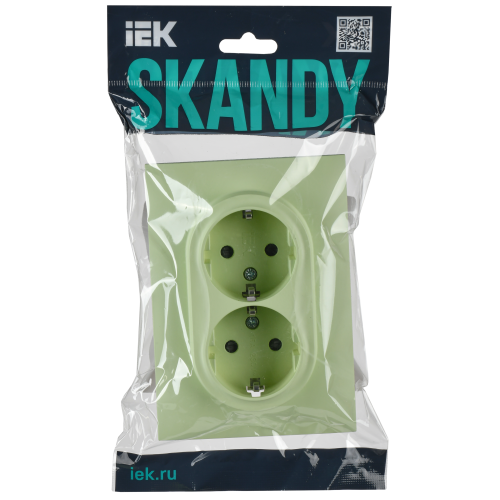 SKANDY Розетка 2-местная с заземлением с защитными шторками 16А в сборе SK-R07G мятный IEK SKANDY Розетка 2-местная с заземлением с защитными шторками 16А в сборе SK-R07G мятный IEK