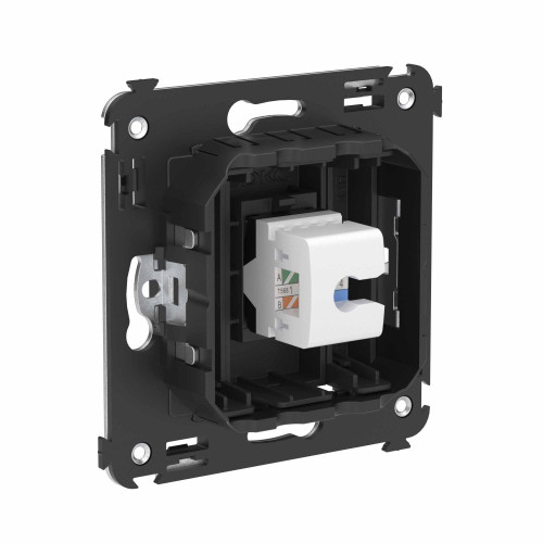 Компьютерная розетка RJ-45 без шторки в стену, кат.6А одинарная, Avanti, черный матовый Компьютерная розетка RJ-45 без шторки в стену, кат.6А одинарная, Avanti, черный матовый
