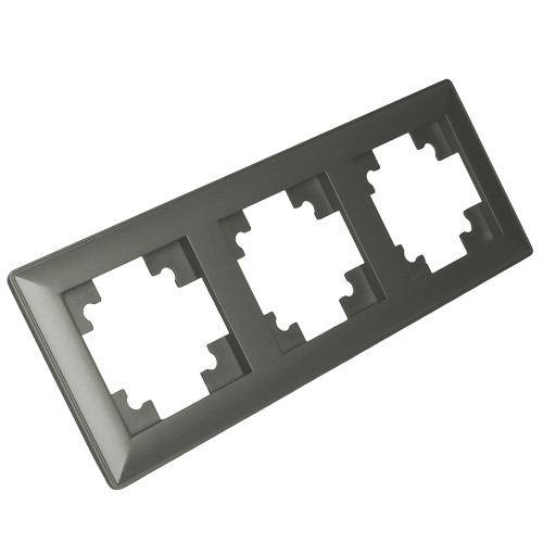 Рамка STEKKER, PFR00-7003-06 3-местная, пластик, серия Катрин, графит Рамка STEKKER, PFR00-7003-06 3-местная, пластик, серия Катрин, графит