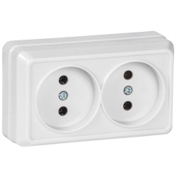 Розетка 2-м ОП Октава 10А IP20 без заземл. бел. IEK ERO20-K01-10-DC