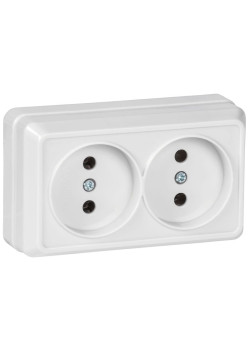 Розетка 2-м ОП Октава 10А IP20 без заземл. бел. IEK ERO20-K01-10-DC