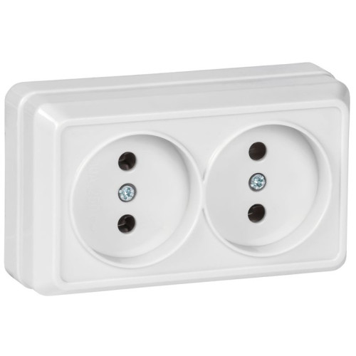 Розетка 2-м ОП Октава 10А IP20 без заземл. бел. IEK ERO20-K01-10-DC