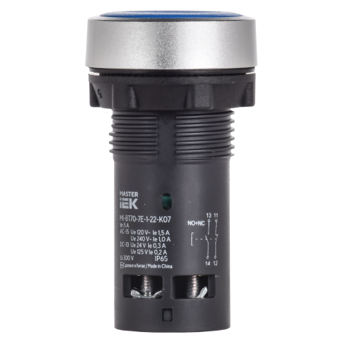 Кнопка IP65 моноблок 1NO+1NC синяя MASTER IEK Кнопка IP65 моноблок 1NO+1NC синяя MASTER IEK