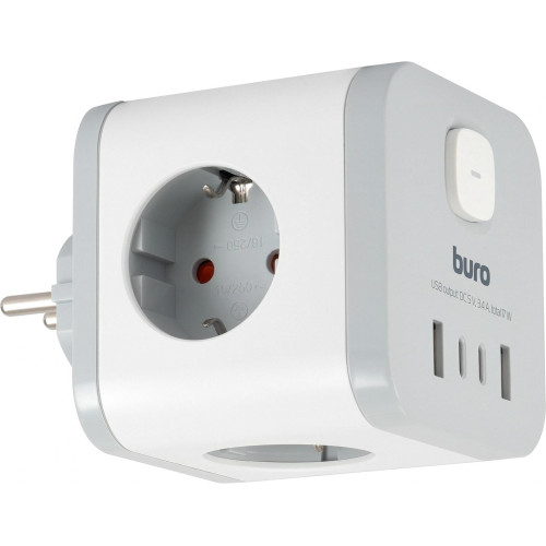 Сетевой разветвитель Buro BU-PW3UC-W (3 розетки) белый (пакет ПЭ)