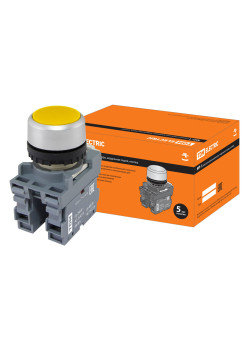 Кнопка MP1-20Y в сборе d22мм 1з+1р желтая TDM