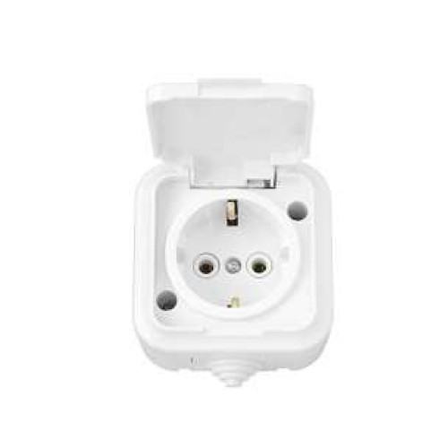 Розетка 1-м ОП 16А IP54 с заземл. с крышкой бел. Bylectrica РА16-297