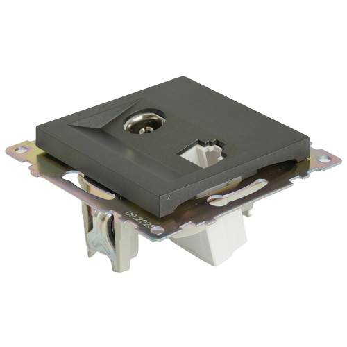 Розетка TV + компьютерная RJ-45 (механизм), серия Катрин, графит, GLS00-7106-06 Розетка TV + компьютерная RJ-45 (механизм), серия Катрин, графит, GLS00-7106-06