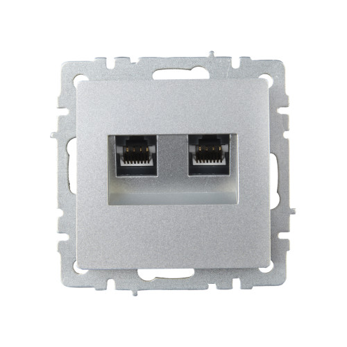 BRITE Розетка компьютерная двойная RJ45 кат.5E РК10-2-БрА алюминий IEK BRITE Розетка компьютерная двойная RJ45 кат.5E РК10-2-БрА алюминий IEK