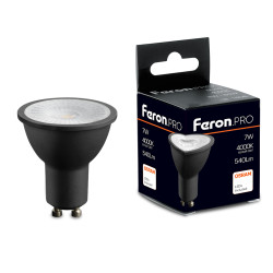Лампа светодиодная Feron.PRO LB-1607 GU10 7W 175-265V 4000K  в черном корпусе
