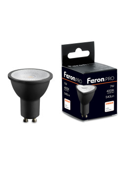 Лампа светодиодная Feron.PRO LB-1607 GU10 7W 175-265V 4000K  в черном корпусе