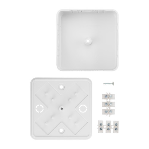 Коробка распаячная КР 75х75х28 ОП белая, IP40, с клем. колодкой, инд. штрихкод TDM Коробка распаячная КР 75х75х28 ОП белая, IP40, с клем. колодкой, инд. штрихкод TDM