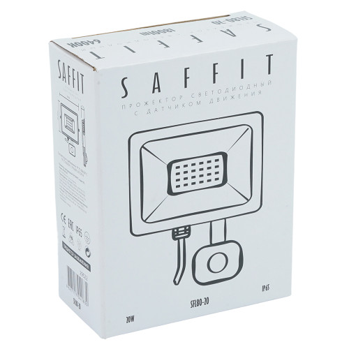 Светодиодный прожектор SAFFIT с выносным датчиком SFL80-20 IP65 20W 6400K черный Светодиодный прожектор SAFFIT с выносным датчиком SFL80-20 IP65 20W 6400K черный