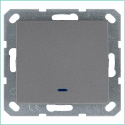 Выключатель 1-кл. 10А IP20 с подсветкой механизм алюм. Jasmart G3011NS