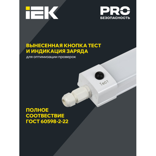PRO Светильник аварийный ДСП 1336А 36Вт 3ч 5000К IP65 1250мм IEK PRO Светильник аварийный ДСП 1336А 36Вт 3ч 5000К IP65 1250мм IEK