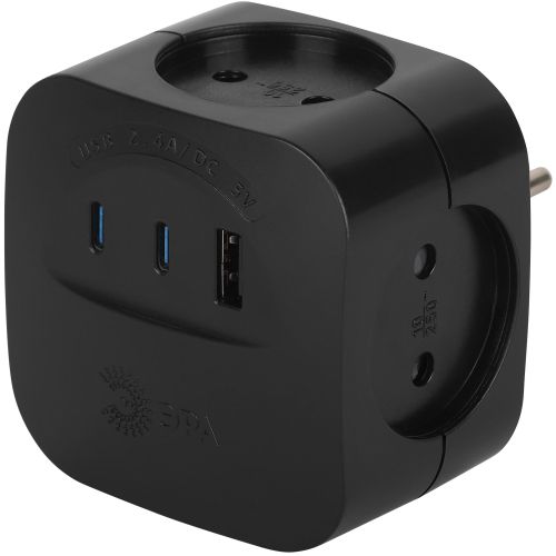 Разветвитель 4-м SP-4-3USBAC-B + 3 USB A+C со шторками 10А чер. Эра Б0069084 Разветвитель 4-м SP-4-3USBAC-B + 3 USB A+C со шторками 10А чер. Эра Б0069084