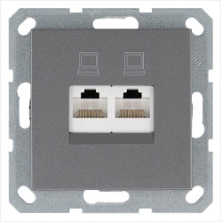 Розетка компьютерная 2-м RJ45 IP20 кат. 5E механизм алюм. Jasmart G6106S