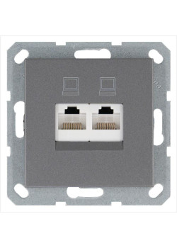 Розетка компьютерная 2-м RJ45 IP20 кат. 5E механизм алюм. Jasmart G6106S