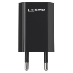 Сетевое зарядное устройство, СЗУ 2, 1 А, 1 USB, черный, TDM