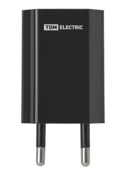 Сетевое зарядное устройство, СЗУ 2, 1 А, 1 USB, черный, TDM