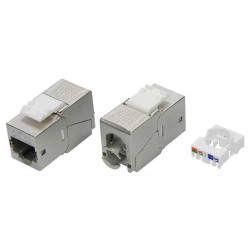 Модуль Кейстоун (Keystone) RJ45 CAT 5E экранированный (STP), 180 градусов, Toolless, серебристый