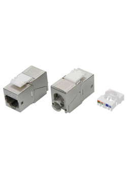 Модуль Кейстоун (Keystone) RJ45 CAT 5E экранированный (STP), 180 градусов, Toolless, серебристый