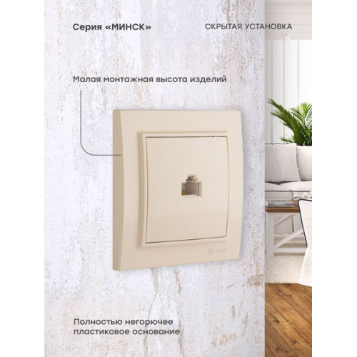 Минск Розетка RJ-45 1-мест. СП бежевый EKF