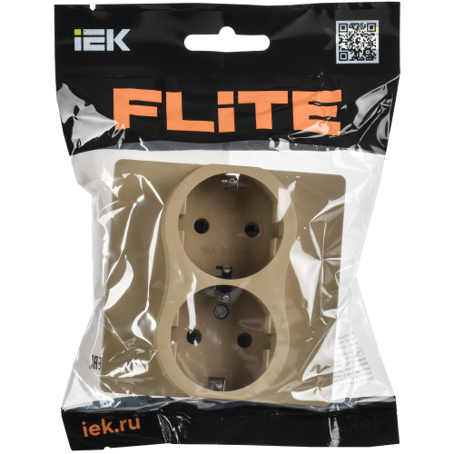 FLITE Розетка 2-местная с заземлением без защитных шторок безвинтовое крепление 16А РС12-1-К-ФлХ хаки IEK FLITE Розетка 2-местная с заземлением без защитных шторок безвинтовое крепление 16А РС12-1-К-ФлХ хаки IEK
