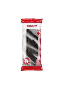 Розетка штепсельная трехместная влагозащ. с/з 16А IP54 каучук Rexant 111-113