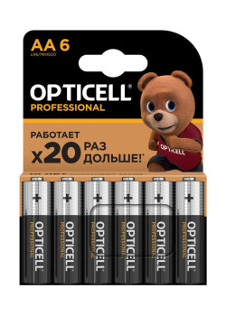 Элемент питания алкалиновый AA/LR6 (блист. 6шт) Professional Opticell 5052003
