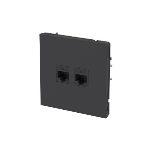 Компьютерная розетка RJ-45 без шторки, кат.6А двойная, KANT, черный уголь