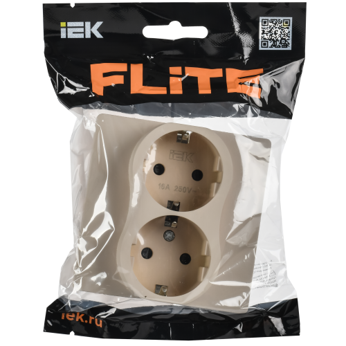 FLITE Розетка 2-местная с заземлением с защитными шторками безвинтовое крепление 16А РСш12-1-К-ФлЛ льняной IEK FLITE Розетка 2-местная с заземлением с защитными шторками безвинтовое крепление 16А РСш12-1-К-ФлЛ льняной IEK