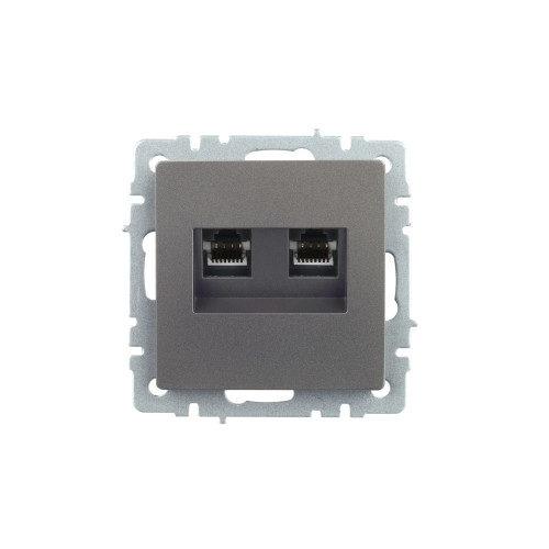 BRITE Розетка компьютерная двойная RJ45 кат.5E РК10-2-БрС сталь IEK BRITE Розетка компьютерная двойная RJ45 кат.5E РК10-2-БрС сталь IEK