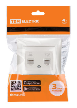 Розетка телефонная RJ11 + компьютерная RJ45 перламутр 