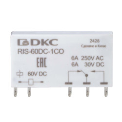 Реле миниатюрное ультратонкое, 1CO, ком. ток 6А, AgSnO2, напряжение 60V DC