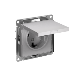 ATLASDESIGN РОЗЕТКА с заземлением со шторками с крышкой, 16А, IP20, механизм, АЛЮМИНИЙ