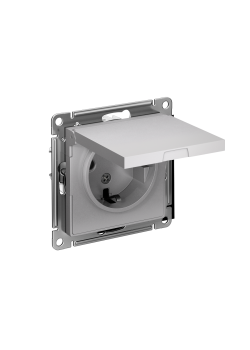 ATLASDESIGN РОЗЕТКА с заземлением со шторками с крышкой, 16А, IP20, механизм, АЛЮМИНИЙ