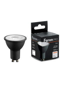 Лампа светодиодная Feron.PRO LB-1607 GU10 7W 175-265V 2700K  в черном корпусе